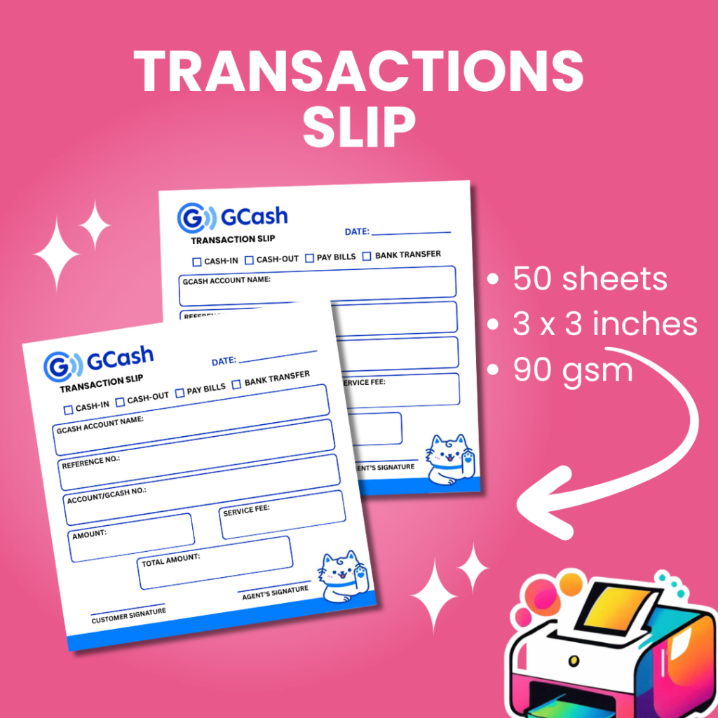 gcash | maya | load transaction slip | 50 sheets | customize | Shopee ...