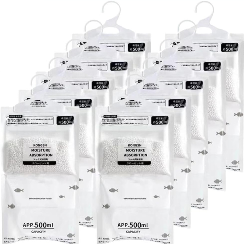 10 pcs Wardrobe Hanging Moisture Absorbent Bags Anti-Mold Desiccant ...