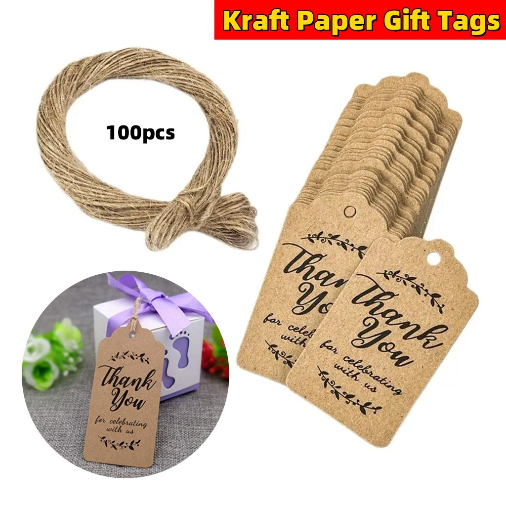 100pcs Hanging Tags 'Thank you for celebrating with us' Labels with ...