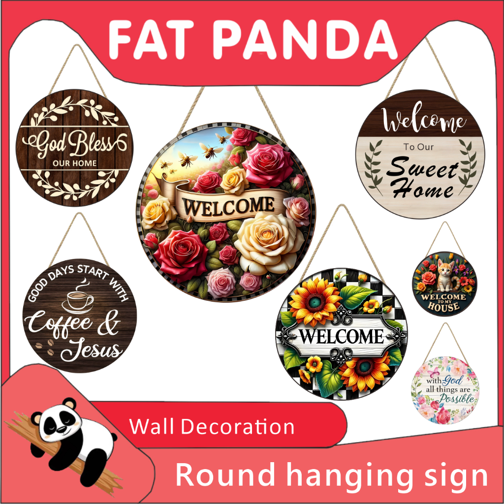 Rotundity Welcome Cute Round Signage Aesthetic Wall Hanging Decor ...