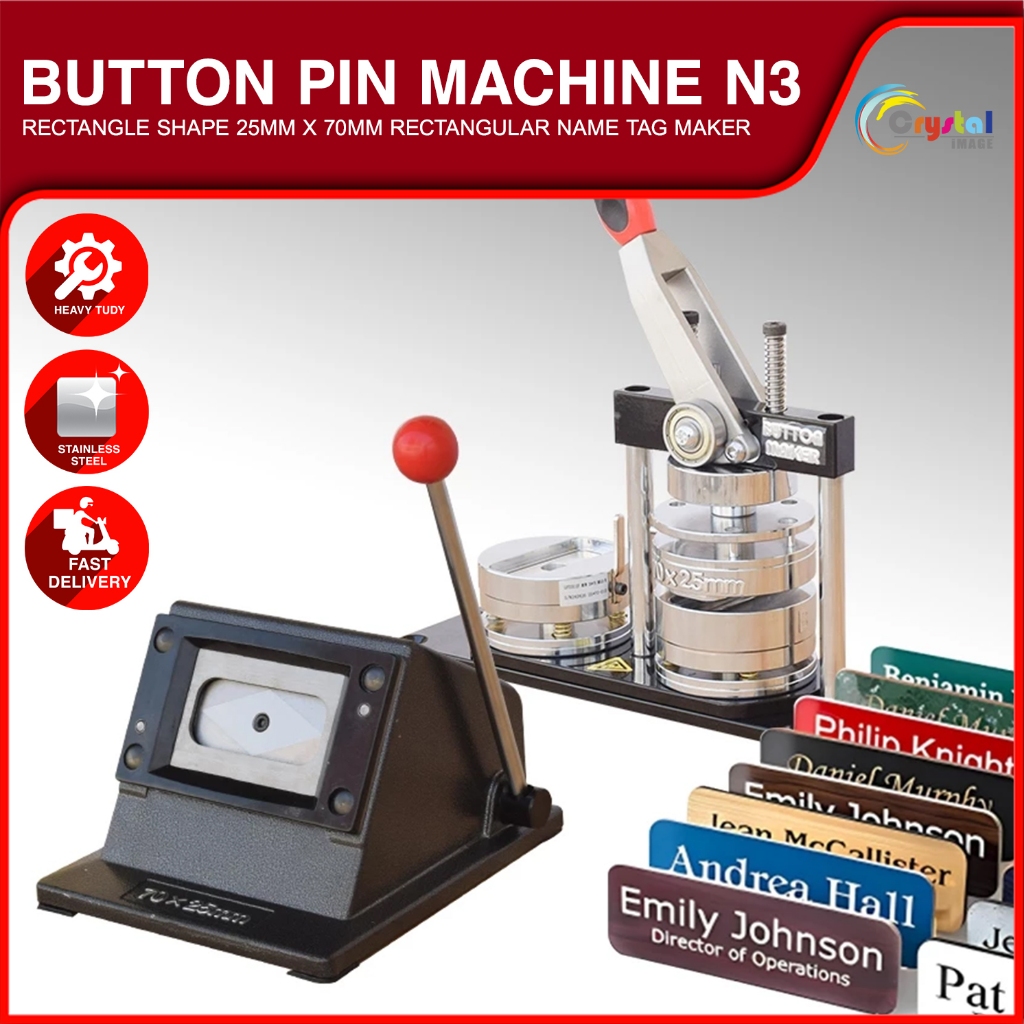 Badge Making Machine N3 25mm x 70mm | Rectangle Name Tag Maker | Button ...