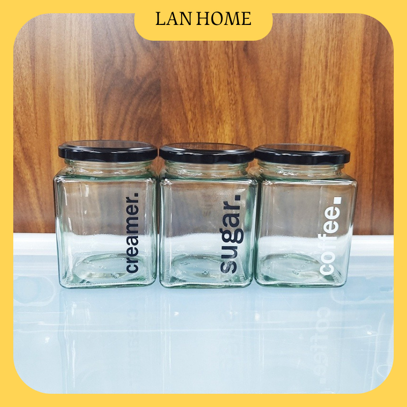 Condiments Container 380ml Seasoning Jar Glass Coffee Sugar Creamer ...