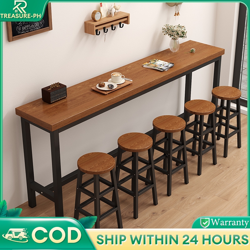 100/120/140CM High Bar Table Solid Wood Long Rectangle Table Narrow ...