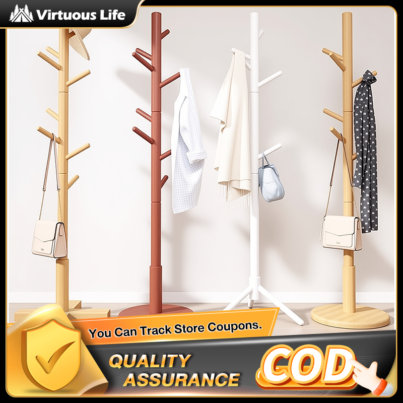 Coat Rack Floor Hanger Stand Clothes Rack Clothes Storage Wooden Coat ...