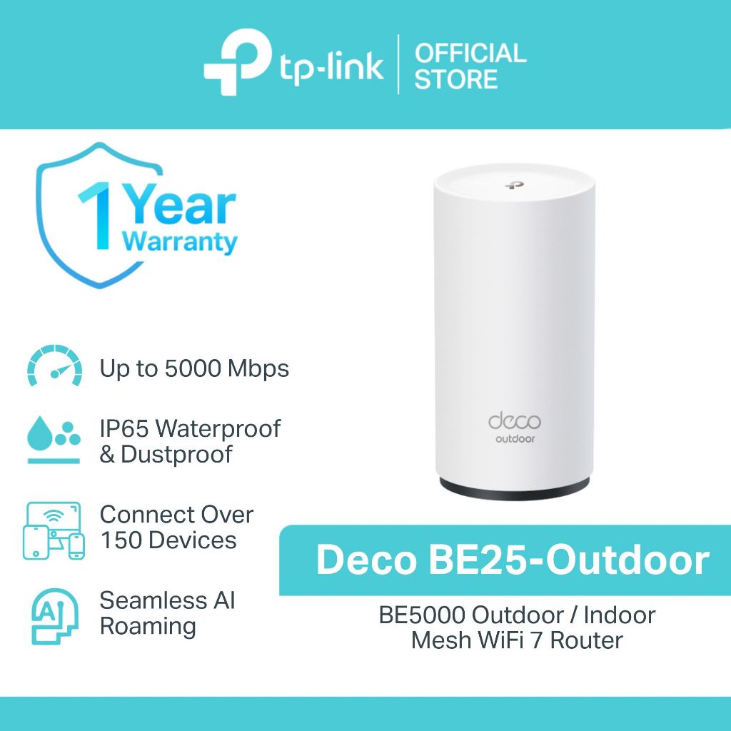 TP-Link Deco BE25-Outdoor BE5000 Outdoor / Indoor Mesh WiFi 7 Router ...