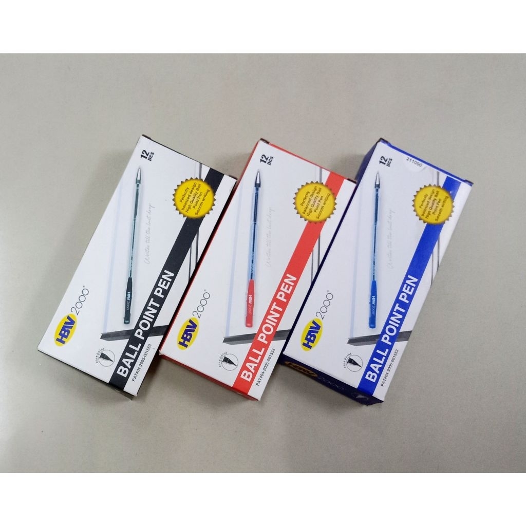 (12pcs/box) HBW BALL POINT PEN Black Red Blue Ballpen for School and ...