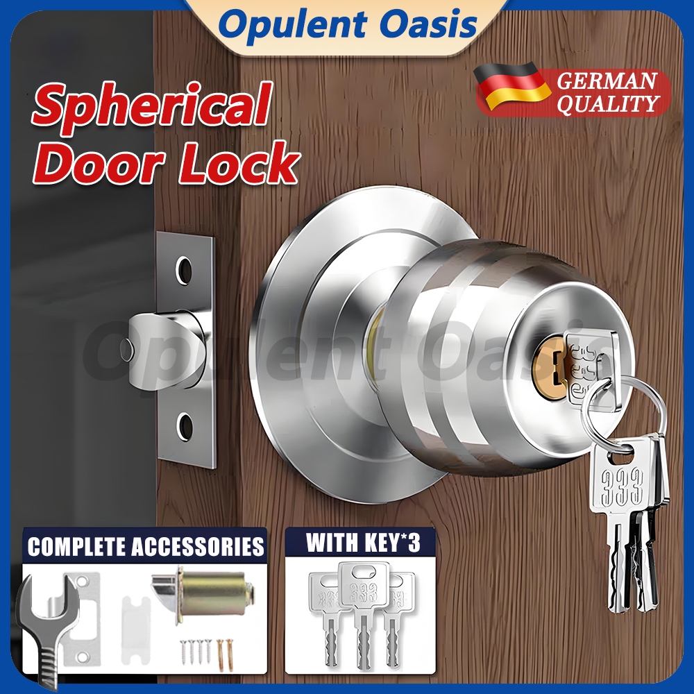 With 3pcs Keys Stainless Golden Dragon Spherical Door Knob Lock Round ...