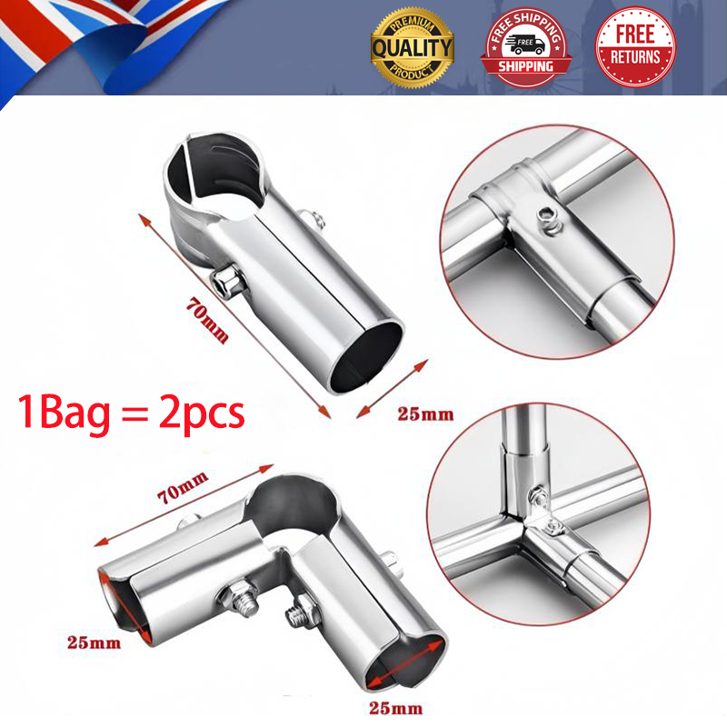 25mm Stainless Steel Two-Way Circular Pipe Connector Clothes Rack Tee ...