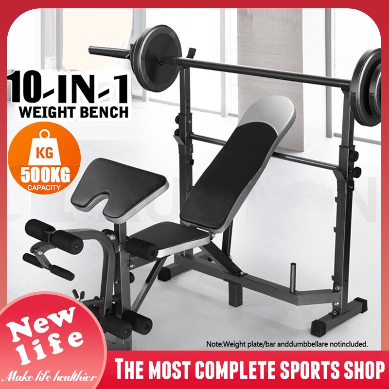 Multifunctional weightlifting bed，foldable bench press,squat rack, fitness  equipment