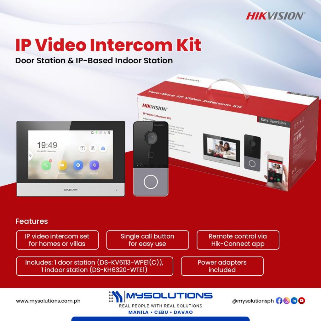 Hikvision Video Intercom Kit with Door and Outdoor Station DS-KIS603-P ...