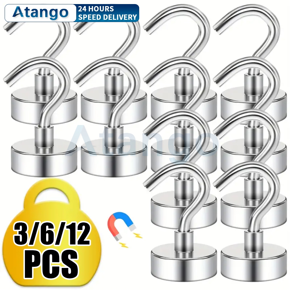 10pcs Strong Magnetic Hooks Stainless Steel Heavy Duty Hanging Magnetic ...