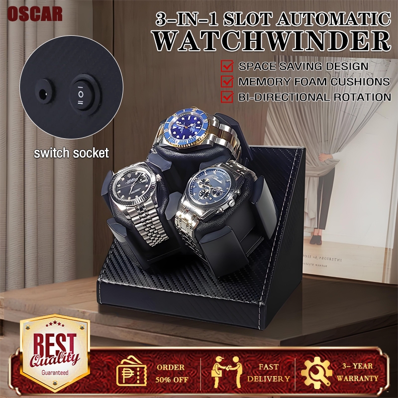 3-in-1 Automatic Watch Winder Bi-directional Rotation Watch Storage ...