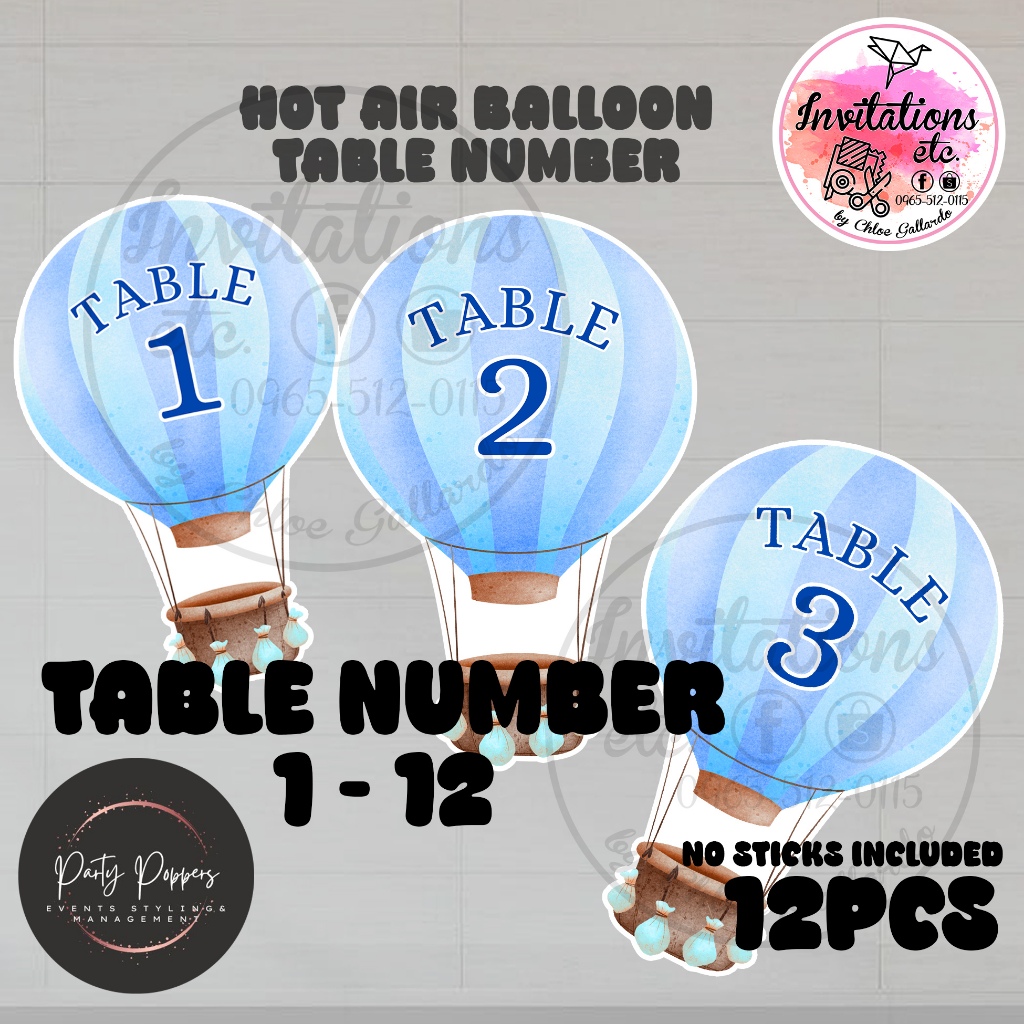 Hot Air Balloon Themed Table Number | Shopee Philippines