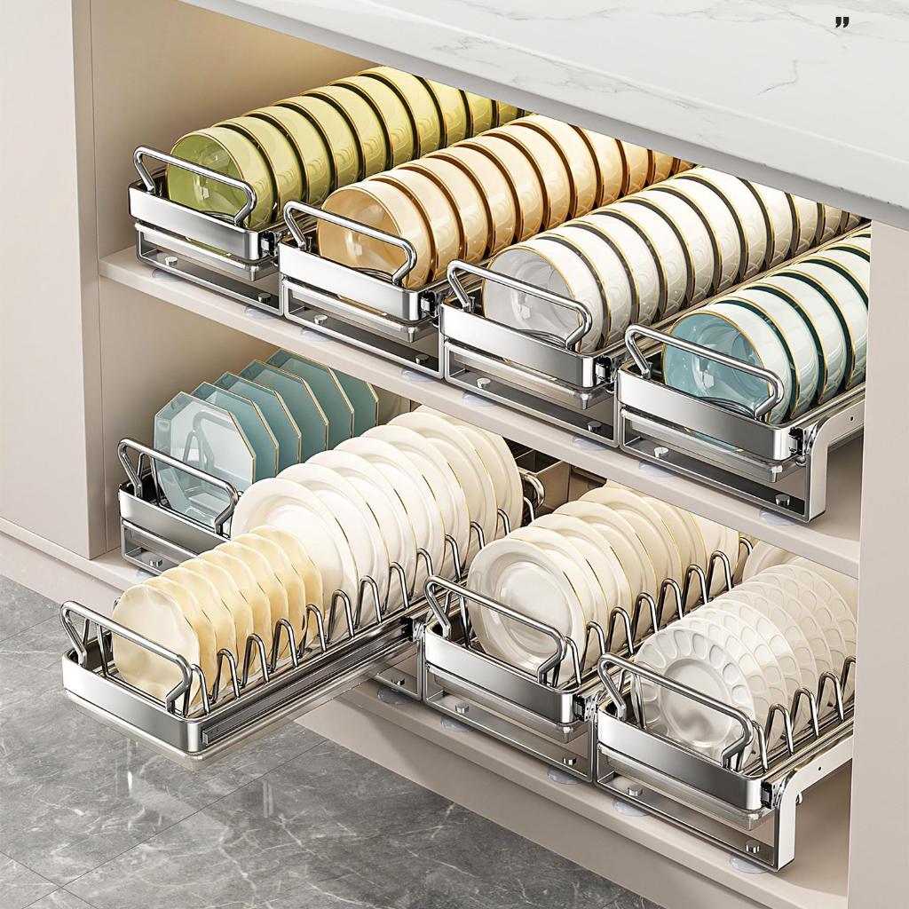 Stainless steel dish organizer kitchen dish storage rack with drain ...
