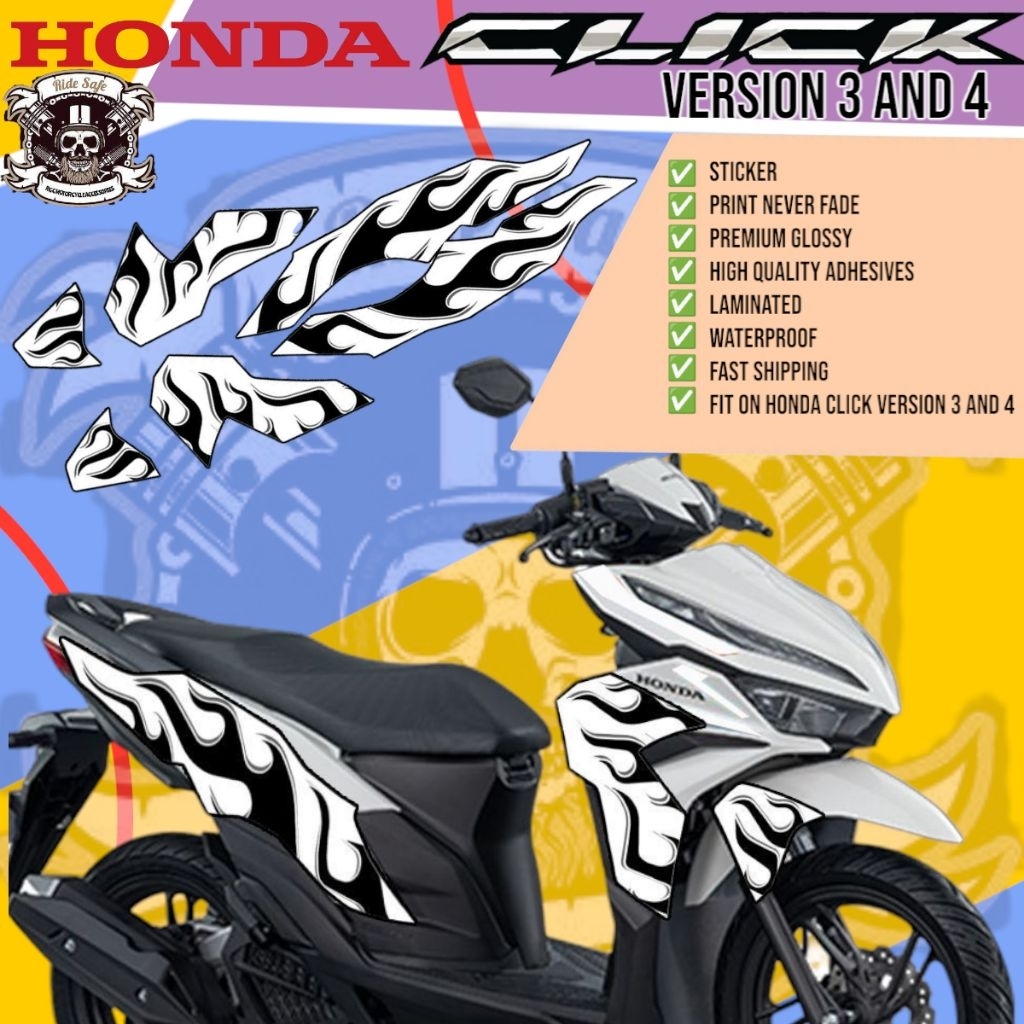 Honda Click Version 3 and 4 Full Decals sticker Accessories / Click ...