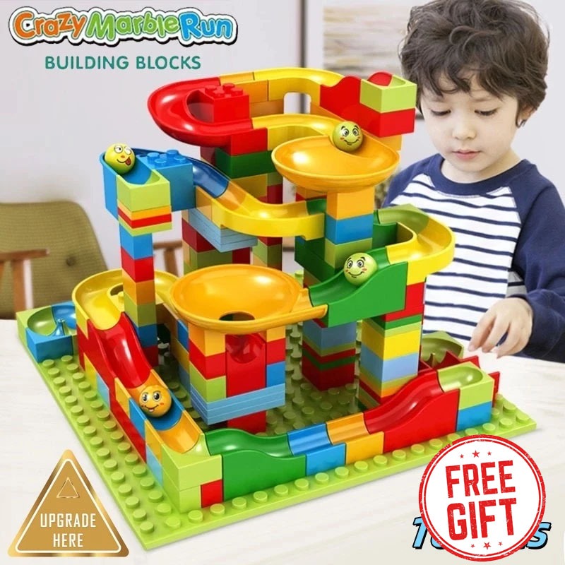 Free Gift168PCS DIY building block assembly marble race track ball ...