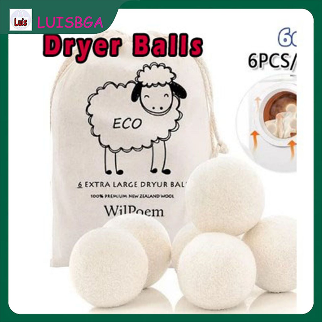 6pcs Natural Wool Dryer Balls, Cloth Drying Spheres, Alternative for ...