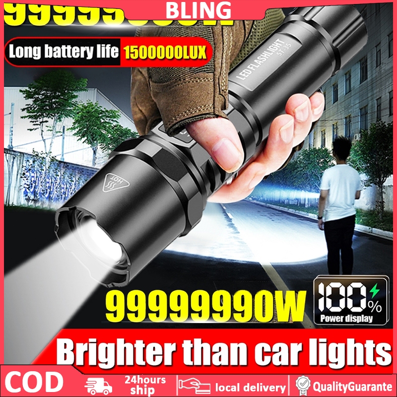 Flashlight Rechargeable Waterproof Original Super Bright Zoom LED Heavy ...