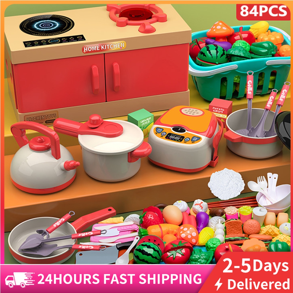 84PCS Children Kitchen Toys Simulation Dinnerware Educational Toys Mini ...