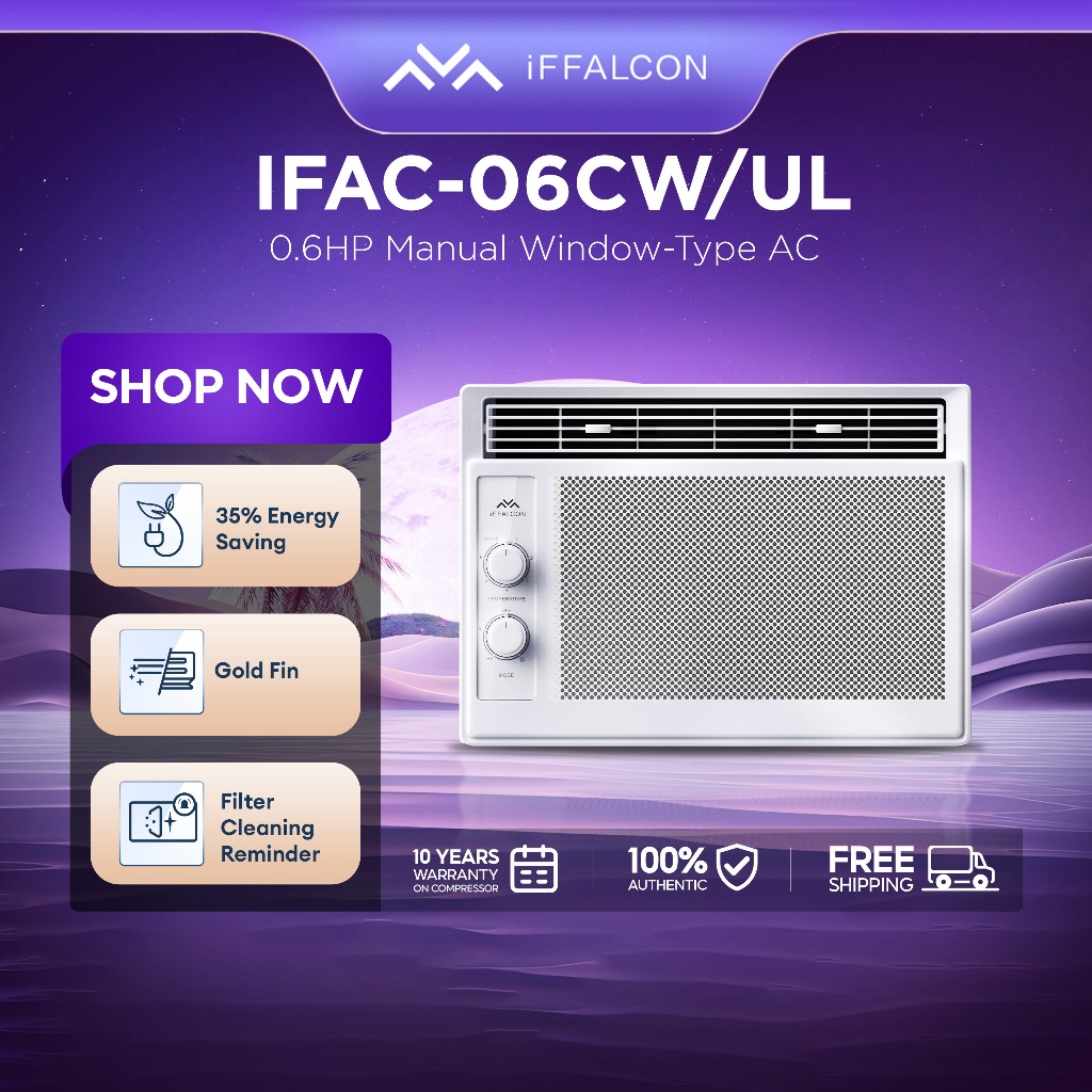 【New】iFFALCON 0.6 HP Window Type Aircon, IFAC-06CW/UL Air Conditioner ...