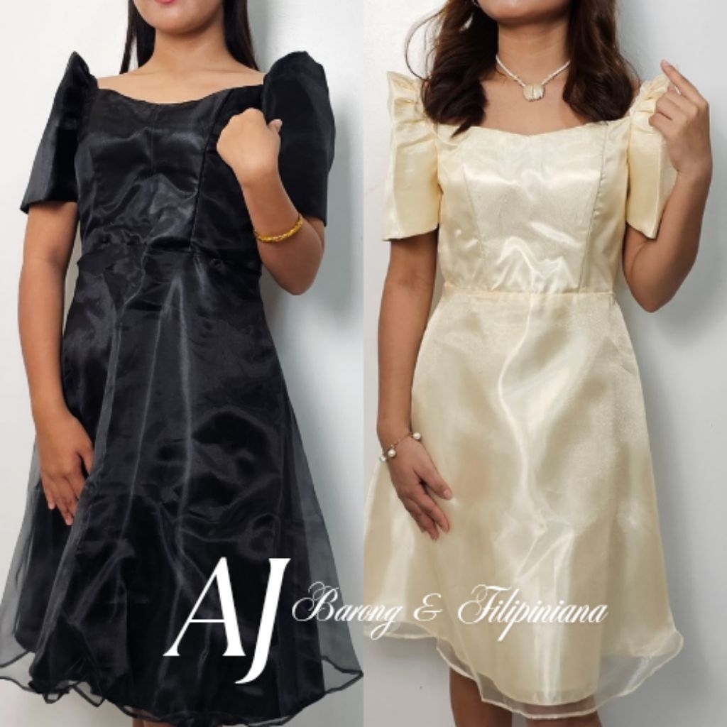 Modern Filipiniana A-Line Midi Dress in Beige for Women - Casual Style -  Womenswear | Shopee Philippines
