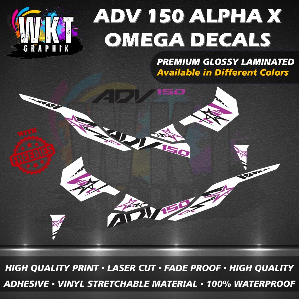 HONDA ADV 150 ALPHA X OMEGA DECALS STICKER (WATERPROOF, LAMINATED, FADE ...