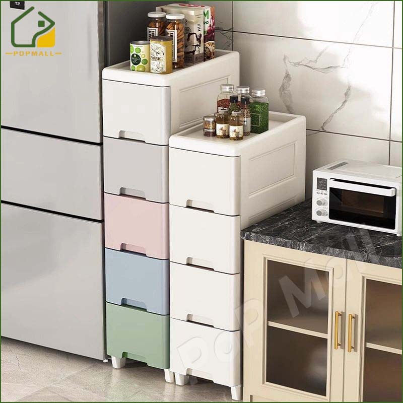 PoP 3-7 Layer Slim Drawer Organizer With Wheels Kitchen Gap Plastic ...