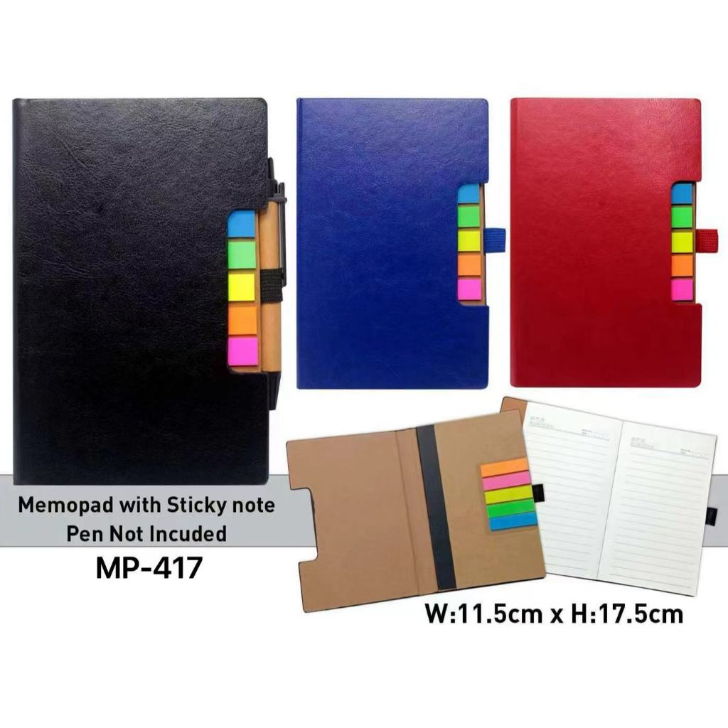 Leatherette PU Memopad Notebook Style with Stickynote Flag and ...