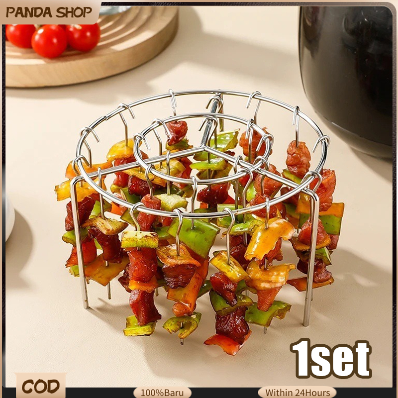 24 Skewers Air Fryer Grill Rack Stainless Steel Vertical Hanging Oven ...