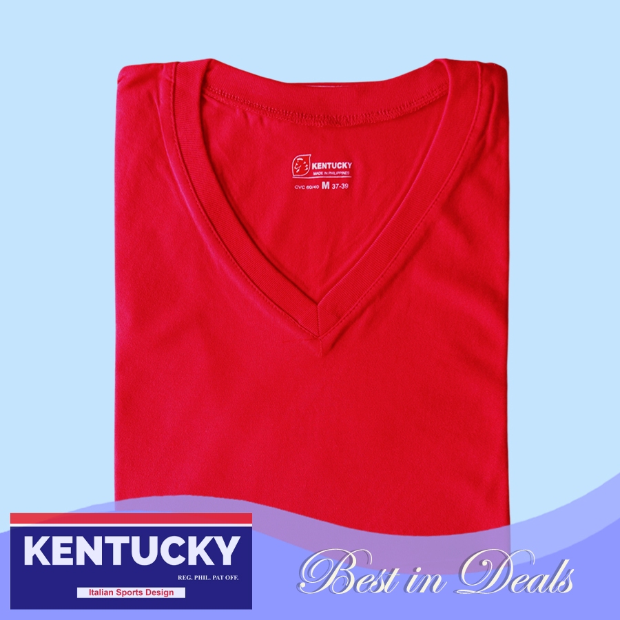 Plain Red V-Neck T-Shirt by Kentucky for Adult Unisex | Shopee Philippines