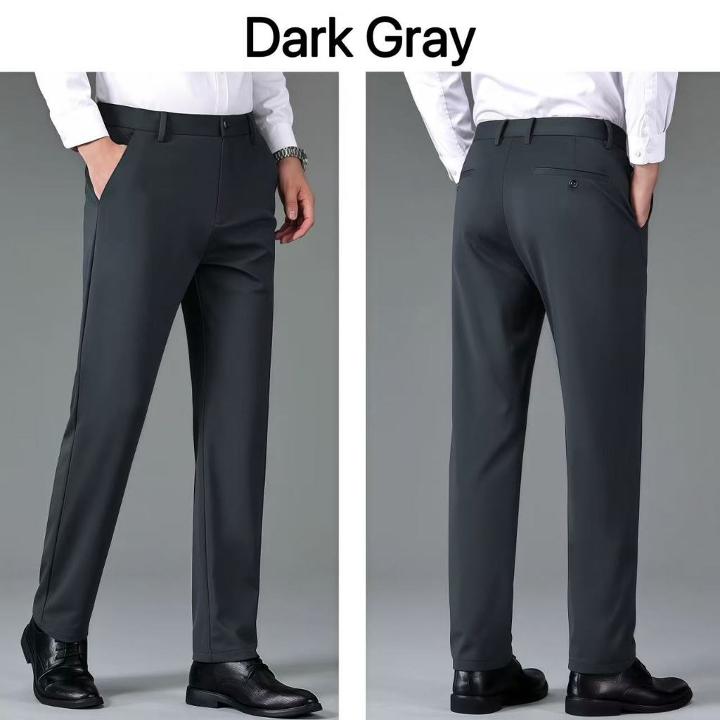 Men's Formal Pants Slim Fit Stretch fabric Suit Pants Black Straight ...