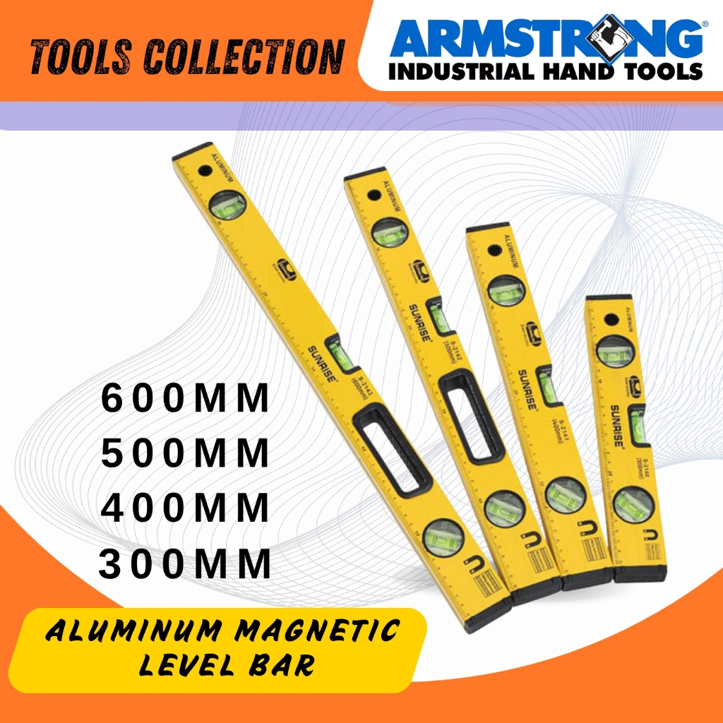 SUNRISE ALUMINUM LEVEL BAR WITH MAGNET HEAVY DUTY_TLS | Shopee Philippines