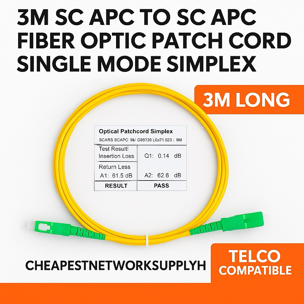 3M SC APC to SC APC Fiber Optic Patch Cord | Single Mode Simplex | For ...