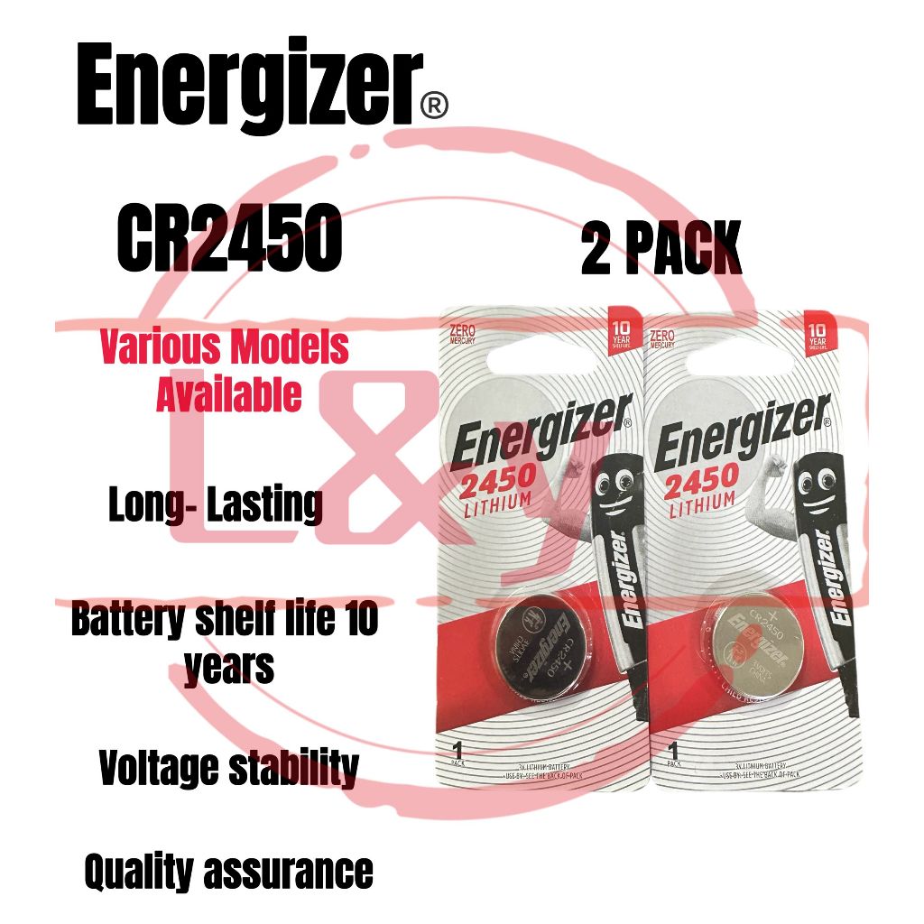 Energizer 2450 CR2450 (2pcs) 3v Lithium Button Cell Battery in Blister ...