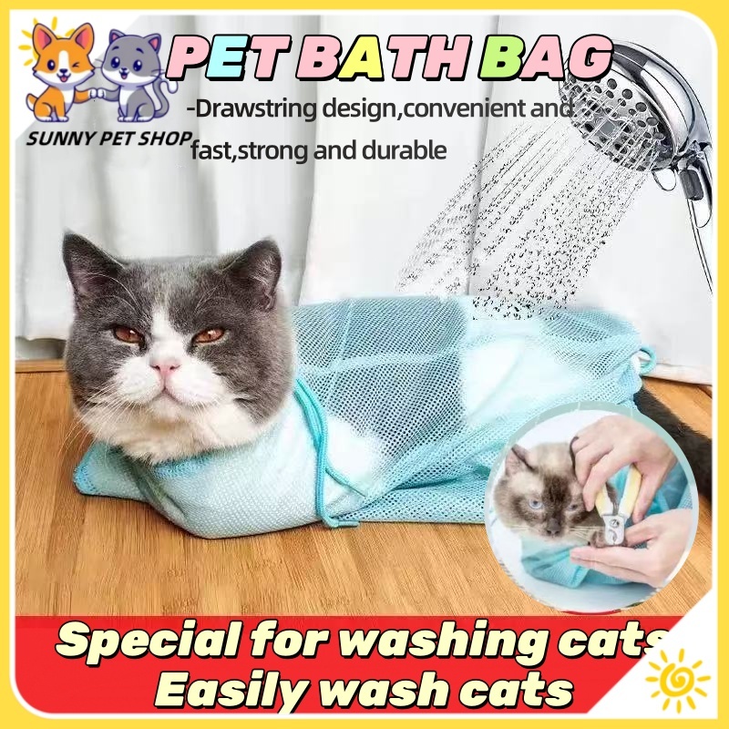 Cat Grooming Bath Bag Cat breathable mesh bag Mesh Net Anti Bite ...