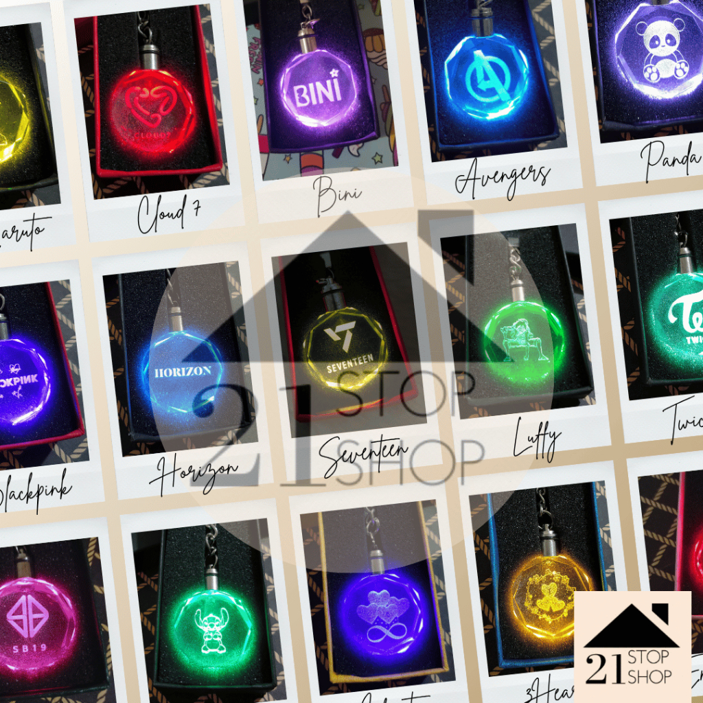 21SHOP LED KEYCHAINS Assorted design faded mode lights KPOP PPOP ANIME ...