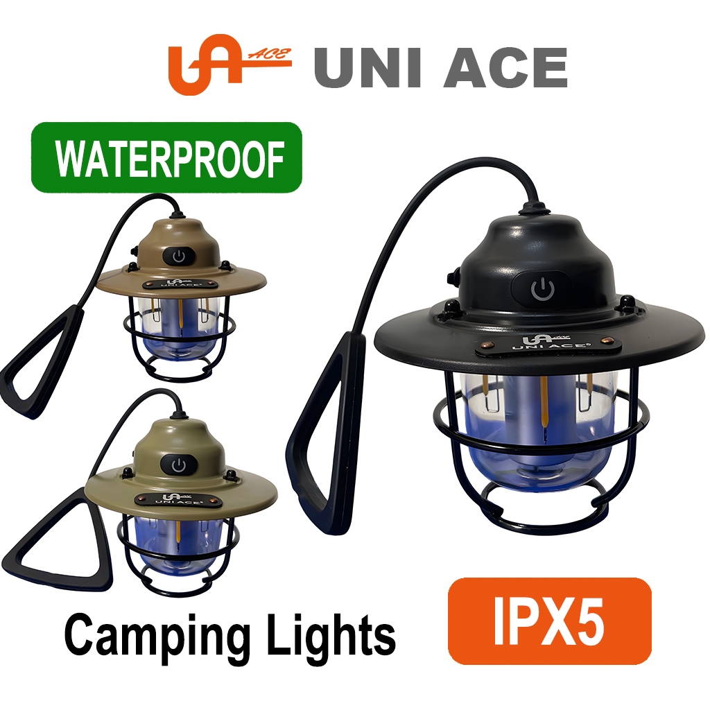 UNI ACE Retro LED Camping Lantern–USB Rechargeable,4Modes,Dimmable ...