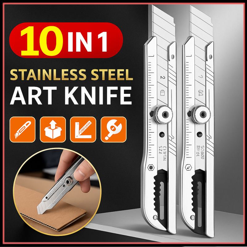10 in 1 Stainless Steel Utility Knife Multifunction Retractable Box ...
