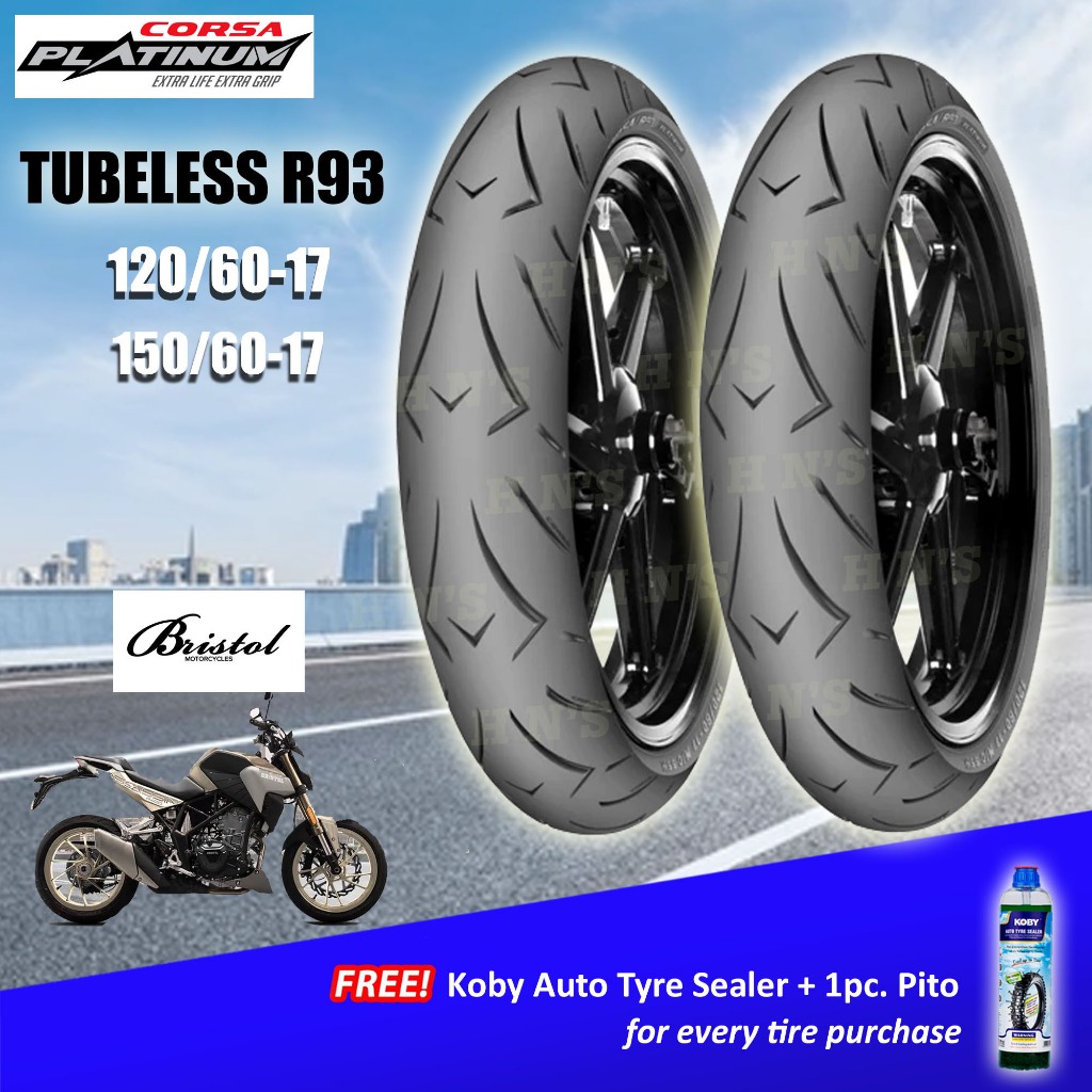 CORSA R93 Platinum Tubeless Tires for Bristol Assasin ( 120/60-17 , 150 ...