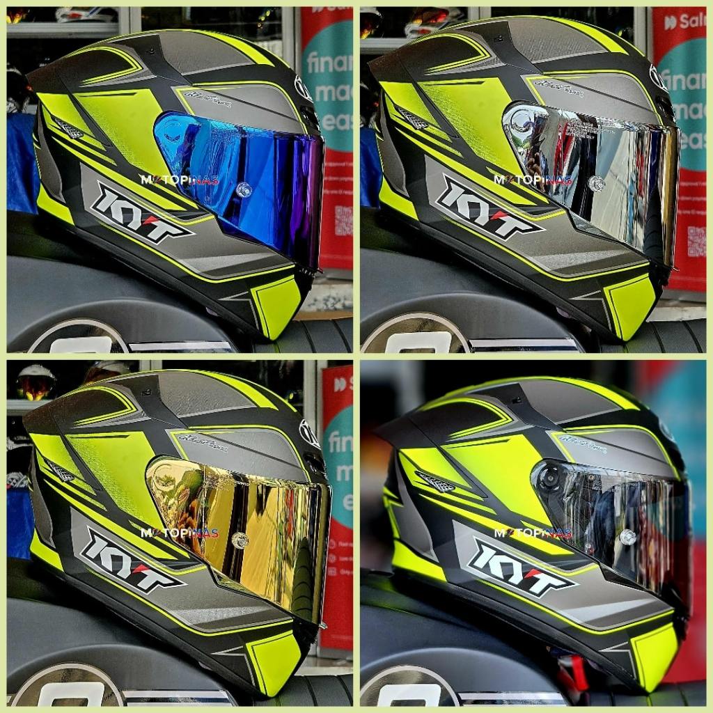 KYT TT-Course Tourist Matt Yellow Fluo Fullface Helmet Single Visor and ...
