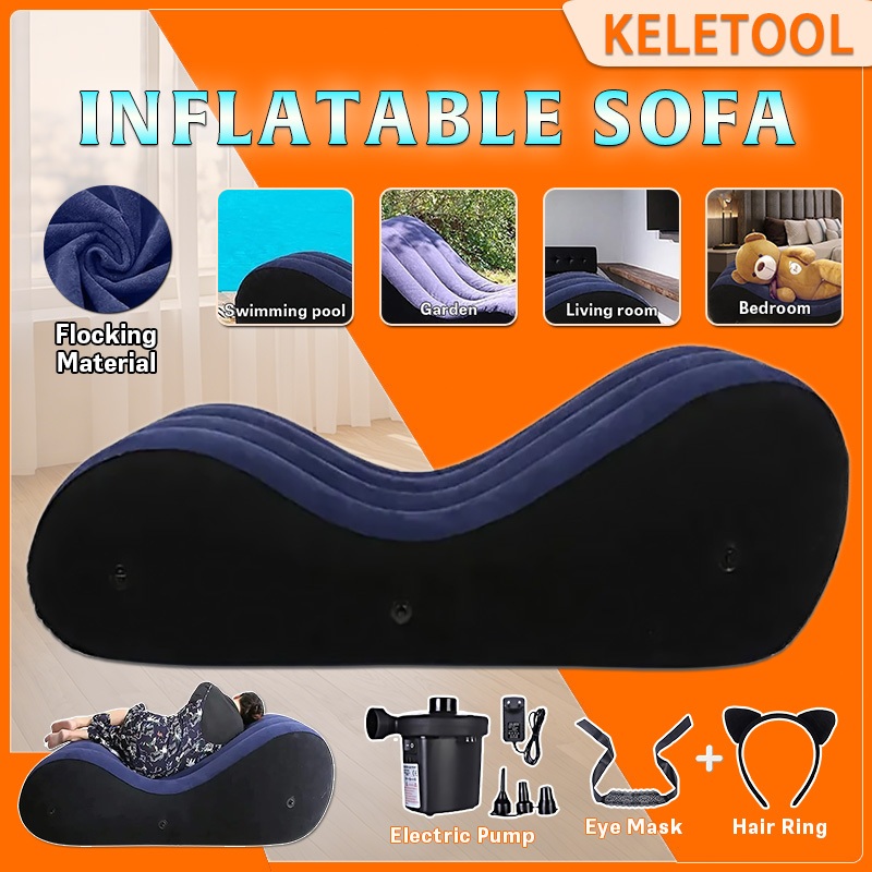 PVC Inflatable Lounge Flocking Soft Cushion Lounge Chair S Shape Air ...