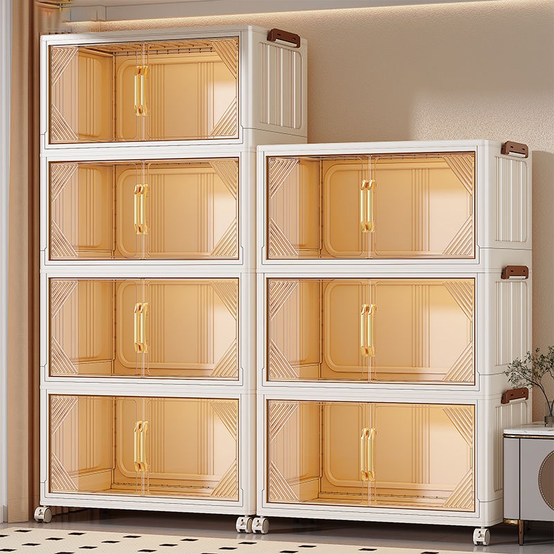 Foldable Cabinet Stackable Storage Box With Universal wheels Foldable ...