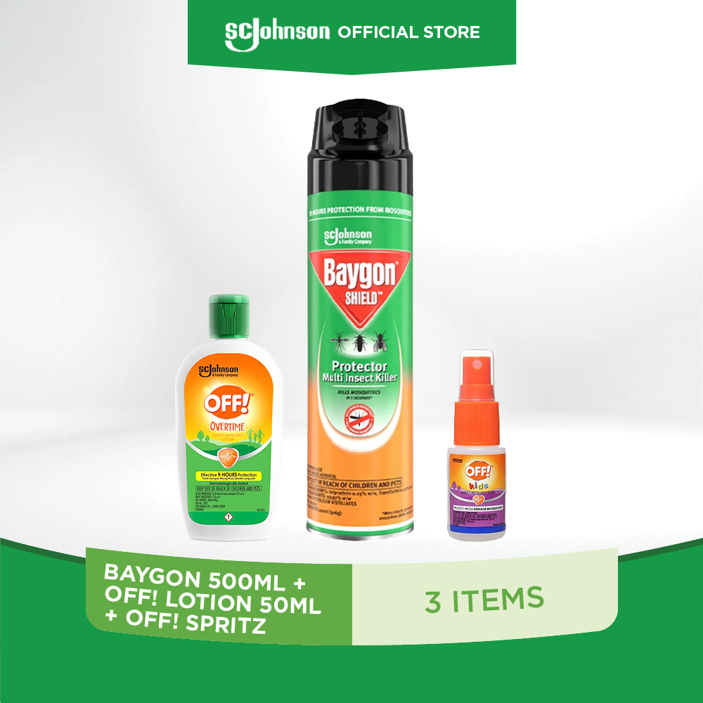 Baygon Shield Protector Multi-Insect Killer 500ml + OFF Lotion Overtime ...