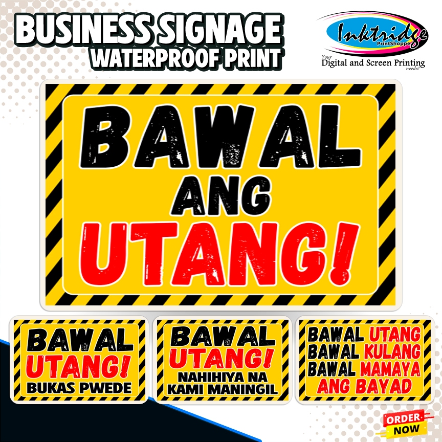BAWAL ANG UTANG Signages | Waterproof Print | Shopee Philippines