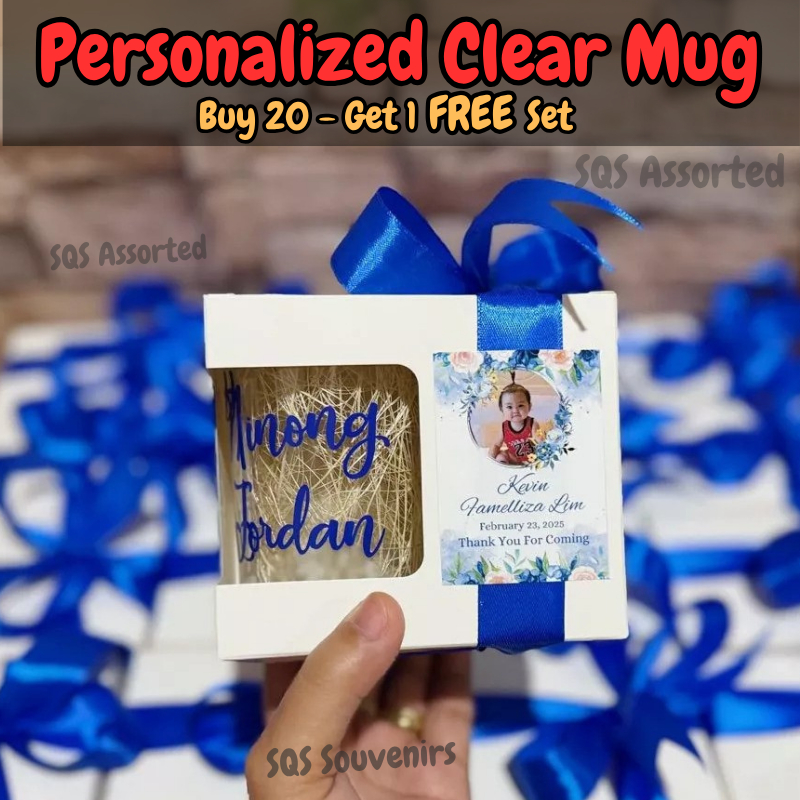 (FREE) Personalized Clear Mug Complete Set with Name, SideBox, Ribbon ...