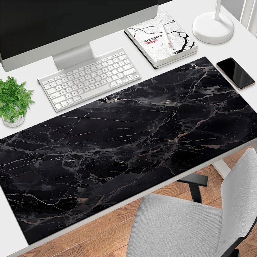 Black Marble Texture Large Mouse Pad Anti-Slip Desk Mat Gaming Mat ...
