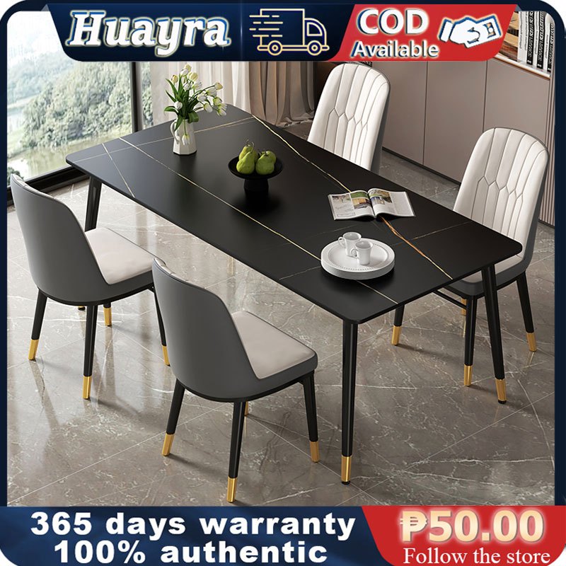 (1 Set) Table and Chairs Combination 1 Table 4/6 Chairs Restaurant Home ...