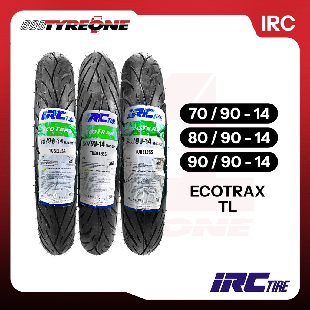 IRC Ecotrax Tubeless Motorcycle Tire 70/90-14 80/90-14 90/90-14 ...