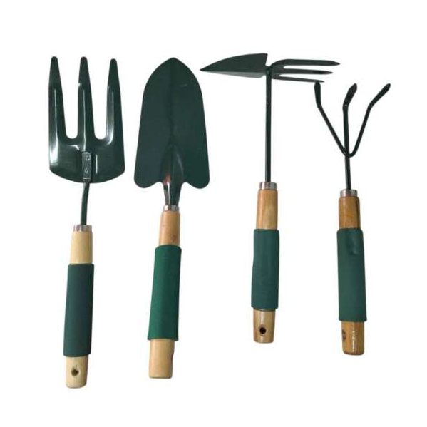 4Pcs/Set Gardening Tool Set Metal and Wood Handle - (Spoon, Rake ...