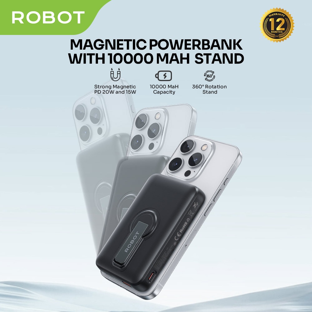 Robot RT15 Powerbank Magnetic Wireless 10000mAh with Stand Fast ...